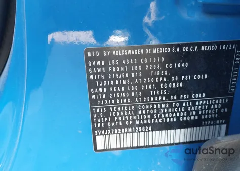 2024 Volkswagen Taos 1.5T Se Black from USA, damaged, VIN 3VVJX7B28RM129624